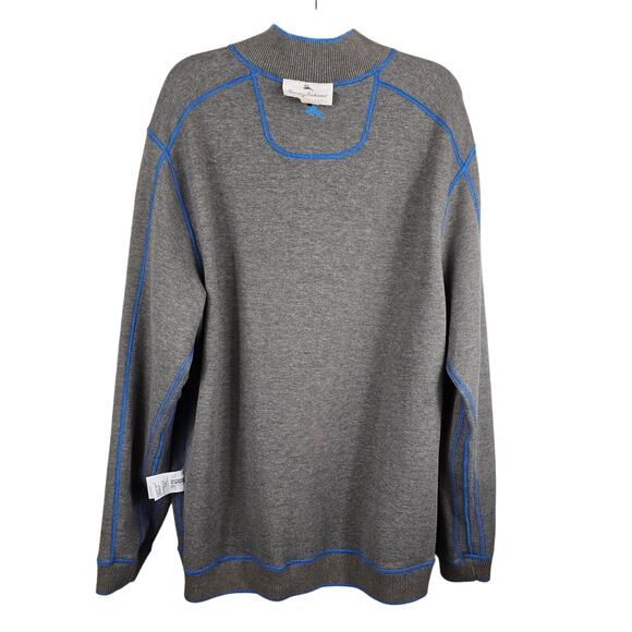 Tommy Bahama Blue Gray Reverible Winter Warm 1/4 Zip Men's Sweater XL - Picture 4 of 8
